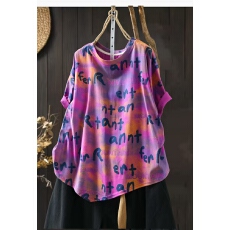 批发2026新款夏季<b class='q'>个性</b>字母印花胖mm宽松慵懒短袖<b class='q'>t</b><b class='q'>恤</b>女