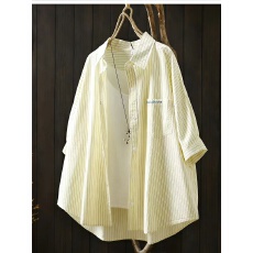 批发2026年夏季新品条纹短袖衬衫女时尚休闲字母刺绣衬衣<b class='q'>开衫</b>薄外套女