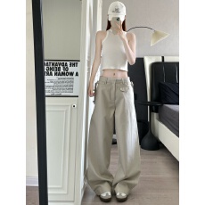 批发美式高级感宽松直筒休闲西裤垂坠感通勤阔腿长裤子女