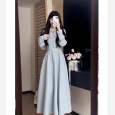 批发秋冬新款小立领千金miu系长袖<b class='q'>连衣裙</b>女