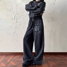 批发美式复古做旧字母人物印花卫裤宽松<b class='q'>休闲</b>阔腿百搭长裤