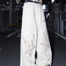 批发杏色阔腿<b class='q'>牛仔裤</b>女2025新款秋冬高腰<b class='q'>显瘦</b>宽松直筒拖地裤子