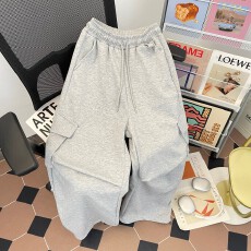 批发美式复古灰色运动裤卫裤<b class='q'>女</b>秋冬季慵懒垂感宽松阔腿<b class='q'>裤</b>