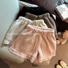 批发原版大熊贝贝面料  阔腿短裤女冬季休闲高腰抽绳保暖外穿靴裤