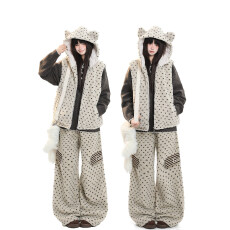 批发美式<b class='q'>条纹</b>拼接爱心满印羊羔绒棉<b class='q'>裤</b>男女设计感保暖阔腿<b class='q'>裤</b>