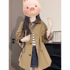 批发法式英伦风拼接款风衣女秋季超好看新品御姐风时尚款百搭宽松大衣