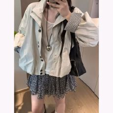 批发韩系别致绝美花苞下摆外套女秋季小个子外穿甜酷宽松<b class='q'>通勤</b>上衣