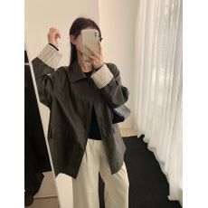 批发韩版高级感<b class='q'>外套</b>百搭款显瘦黑色排扣设计感PU<b class='q'>皮衣</b>高级感长袖女上衣