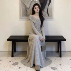 批发【磨毛】法式独特上衣针织毛衣半身裙套装女2025新春新款小个子