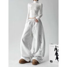 批发2026美式春季<b class='q'>新款</b>休闲<b class='q'>裤</b>女拖地<b class='q'>裤</b>卫<b class='q'>裤</b>印花宽松直筒<b class='q'>裤</b>子