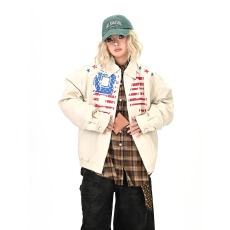 批发潮牌趣味卡通印花翻领<b class='q'>夹克</b><b class='q'>男</b>女美式街头宽松情侣小众外套