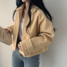 批发温柔风双面羊绒呢子<b class='q'>短</b>款上衣秋冬新款气质宽松显白毛呢<b class='q'>外套女</b>