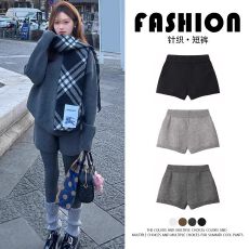 批发<b class='q'>灰色</b>简约针织短裤女秋冬2026新款高腰显瘦百搭休闲<b class='q'>打底裤</b>毛线裤子