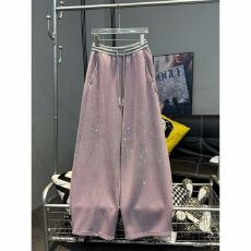 批发2025冬季新年款闪耀大满钻青色炒色弯刀<b class='q'>裤</b>抽绳卫<b class='q'>裤</b>2304