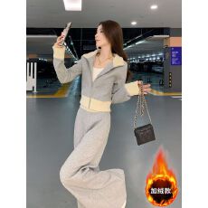 批发韩系秋冬一整套高级感时尚休闲运动套装<b class='q'>卫衣</b>阔腿裤<b class='q'>两件</b>套