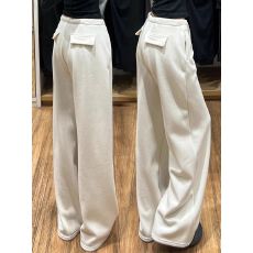 批发仿棉华棉复合320克+有门禁 慵懒直筒阔腿卫裤运动裤女