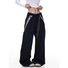 批发250克半松紧西裤  廓形街头弯刀西裤阔腿裤<b class='q'>男</b>女休闲西裤抗皱长裤