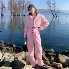 批发休闲洋气套装女春秋新款韩版<b class='q'>长袖</b>粉色减龄时尚<b class='q'>卫衣</b>外套百搭两件套
