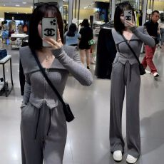 批发盐系时尚套<b class='q'>装</b>女<b class='q'>韩版</b>气质显瘦外套休闲长<b class='q'>裤</b>春秋运动两件套