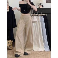 批发垂感高腰黑色<b class='q'>休闲</b>裤女春秋显瘦宽松阔腿裤不贴腿拖地裤卡其色长裤