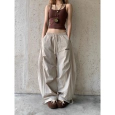 批发美式<b class='q'>街头</b>褶邹加绒弯刀裤女秋冬设计感宽松阔腿拖地休闲裤