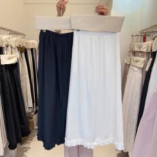 批发韩版2026春夏新款十三行小清新淑女休闲显瘦<b class='q'>百搭</b>抽绳木耳边半身裙