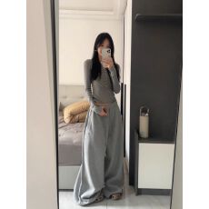 批发2026春夏新款松紧高腰美式复古字母刺绣宽松运动拖地卫裤抽绳<b class='q'>男</b>女