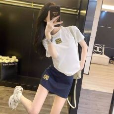 批发韩国东大门女装小众字母刺绣半身裙<b class='q'>套装</b>设计感<b class='q'>西装</b>包臀裙T恤半裙