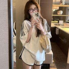 批发慵懒风休闲运动套装女<b class='q'>夏</b>季学生小个子宽松薄款短袖短裤跑步两件套