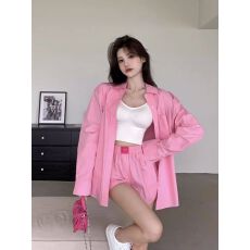 批发运动套装女<b class='q'>夏</b>季网红穿搭休闲防晒衬衫短裤海边度假两件套宽松减龄