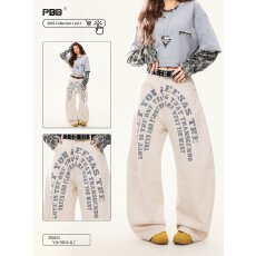 批发美式复古格子屁帘休闲运动卫裤<b class='q'>男</b>女宽松阔腿情侣弯刀长裤