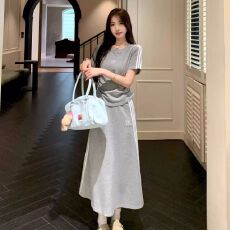 批发韩系<b class='q'>运动</b>休闲套装女蝴蝶结T恤上衣2026夏季新款半身裙<b class='q'>气质</b>两件套