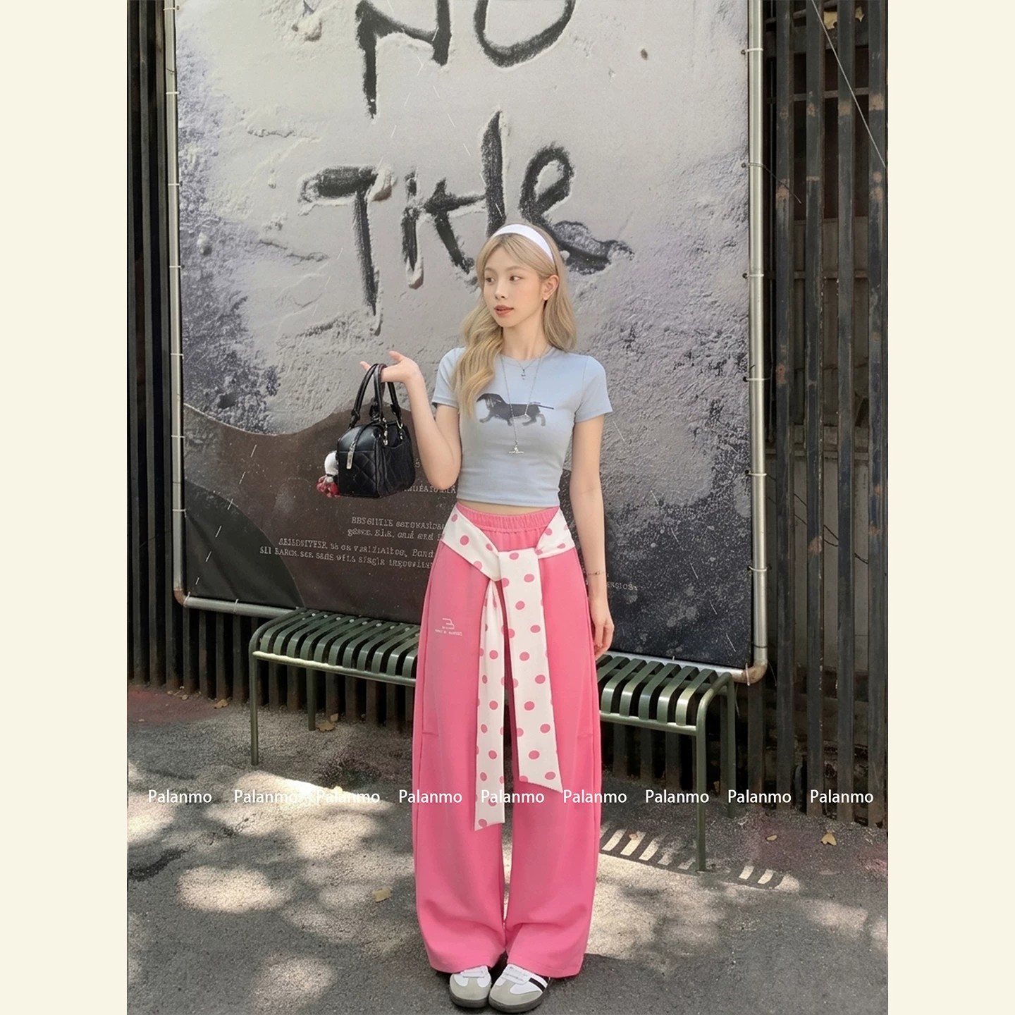 아메리칸 디자인 센스 스트랩 페이크 레이어드 주름 모통이 칼 캐주얼 바지 여성 2026 여름 새로운 넓은 다리 길이 바지 트렌디