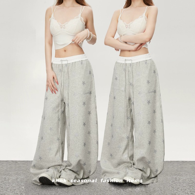 아메리칸 레트로 웨이 바지 여성 다용도 루즈핏 넓은 다리 핫걸 새로운 재즈 무용 y2k 천년기 캐주얼 롱 바지