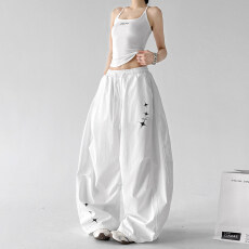 批发好质量 原版起版 工<b class='q'>装</b><b class='q'>裤</b>女2026夏白色<b class='q'>宽松</b>薄款阔腿弯刀休闲运动<b class='q'>裤</b>