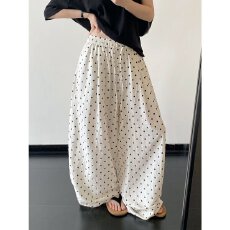 批发今年流行亚麻黑色波点<b class='q'>阔腿裤</b><b class='q'>女</b>2026夏季宽松<b class='q'>棉麻</b>休闲<b class='q'>裤</b>户外登山<b class='q'>裤</b>
