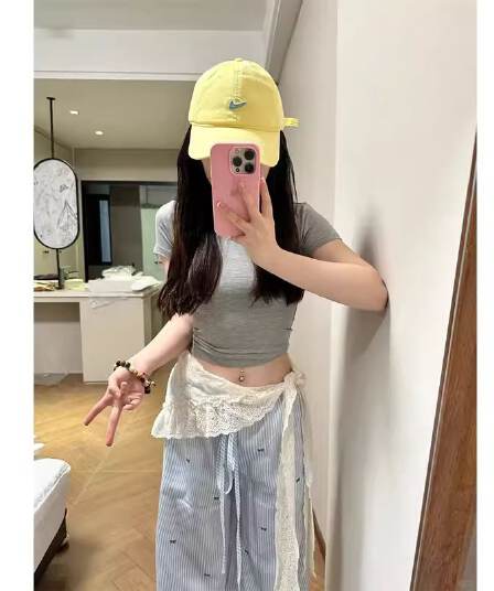 확장 버전 키 큰 남자 나비 매듭 프린트 스트라이프 와이드 레깅스 바지 여름 느긋한 펌프 로프 캐주얼 바닥 청소 바지