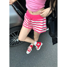 批发设计感辣妹撞色条纹睡裤女夏季新款百搭休闲显瘦短裤可外穿<b class='q'>居家</b>裤