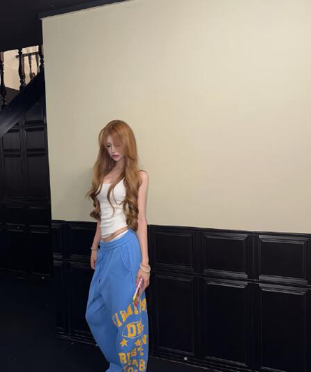 아메리칸 레트로 알파벳 프린트 운동 웨이 바지 남녀 작은 대중 도루 센스 넓은 다리 바닥 청소 캐주얼 긴 바지 ins