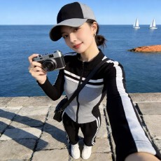 批发仿棉斜纹拉架250克 <b class='q'>春</b>秋港风休闲运动套装女修身开衫上衣两件套