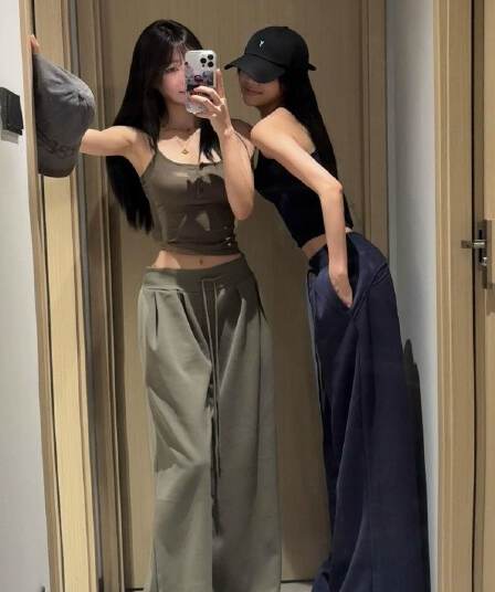 순수한 Mianhua 면 복합 아메리칸 레트로 조수 브랜드 캐주얼 바지 여성 2026 봄 가을 스트레이트 넓은 다리 바닥 청소 롱 바지
