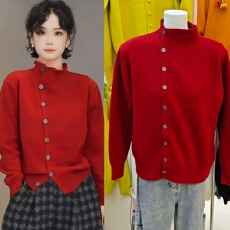 批发秋冬穿搭半高领针织衫毛衣<b class='q'>外套</b>女装2025<b class='q'>新款</b>短款针织开衫长袖上衣