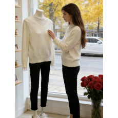 批发<b class='q'>大码</b>蕾丝拼接假两件高领针织衫女秋季胖mm显瘦毛衣内搭<b class='q'>打底衫</b>上衣