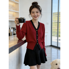 批发小香风V领羊毛针织开衫女<b class='q'>欧洲站</b>2025冬装新款欧货女装毛衣外套潮