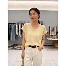 批发白色V领薄款微透针织衫内搭打底衫夏季<b class='q'>短袖</b>宽松显瘦好看上衣<b class='q'>女</b>装