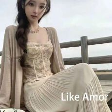 批发纯欲温柔风时尚<b class='q'>套装</b>女2026春季法式气质蕾丝吊带开衫半身裙三件套