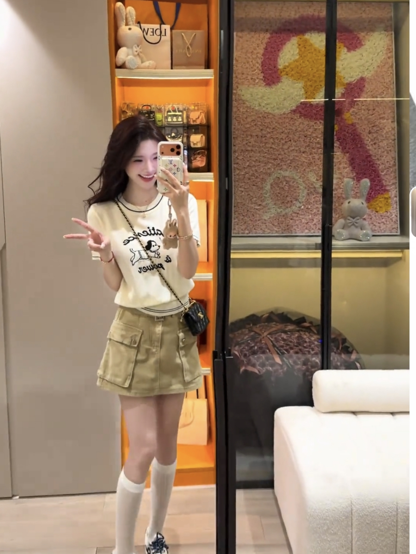 yqshopqian 독점적 인 강아지 자카드 라이 경기 서울 주간 실크 반팔 니트 스웨터 2026 여름 맨위 여성