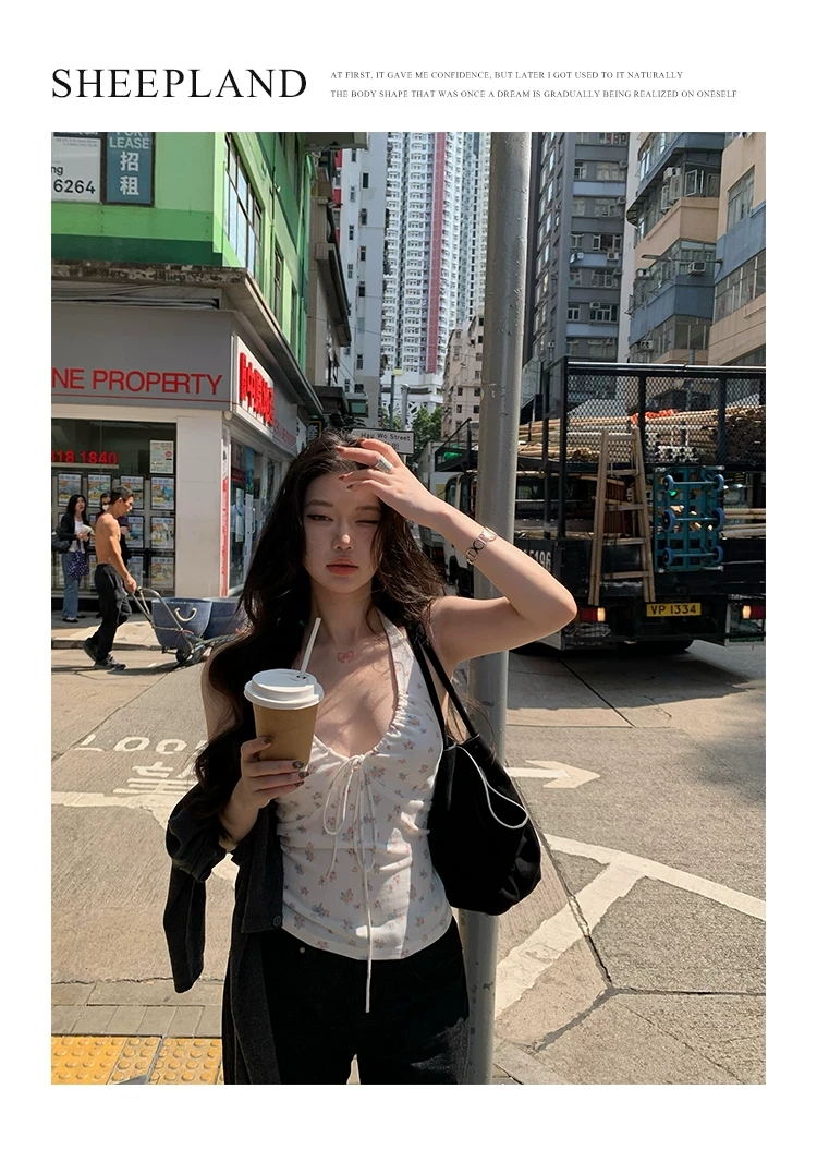 해저 세계 새로운 색상 조개 프린트 스트랩 행침 목 캐미솔 슬라이딩 세부 정보 도약 구매 오