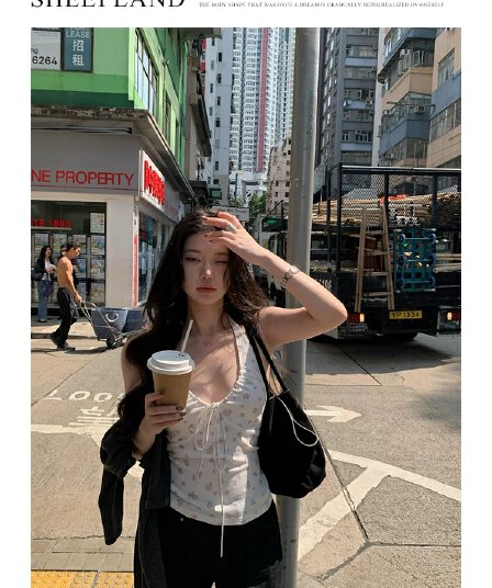 해저 세계 새로운 색상 조개 프린트 스트랩 행침 목 캐미솔 슬라이딩 세부 정보 도약 구매 오