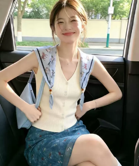 민소매 니트 오픈 가디건 여성 뒤로
